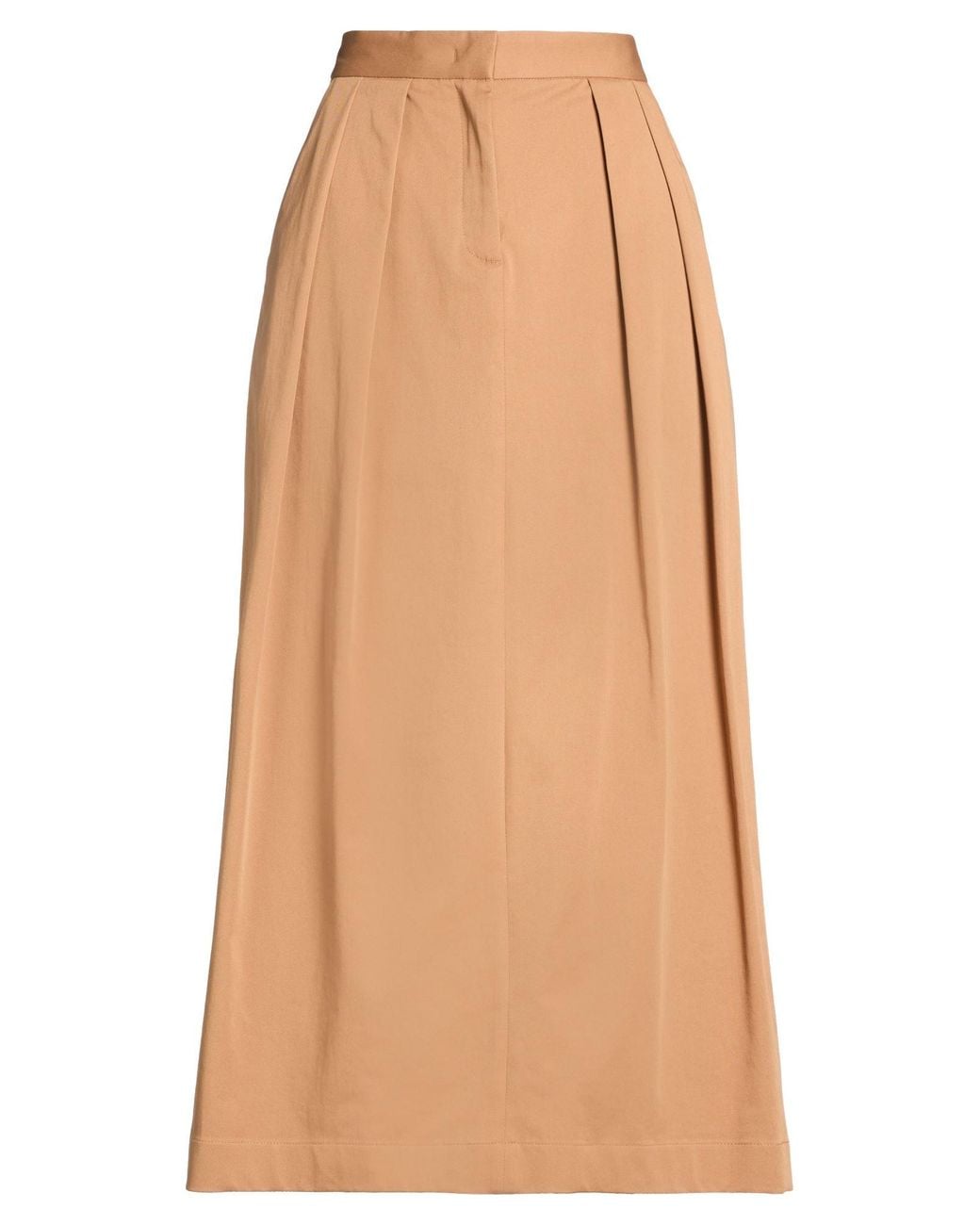 Fabiana Filippi Natural Camel Midi Skirt Cotton, Elastane
