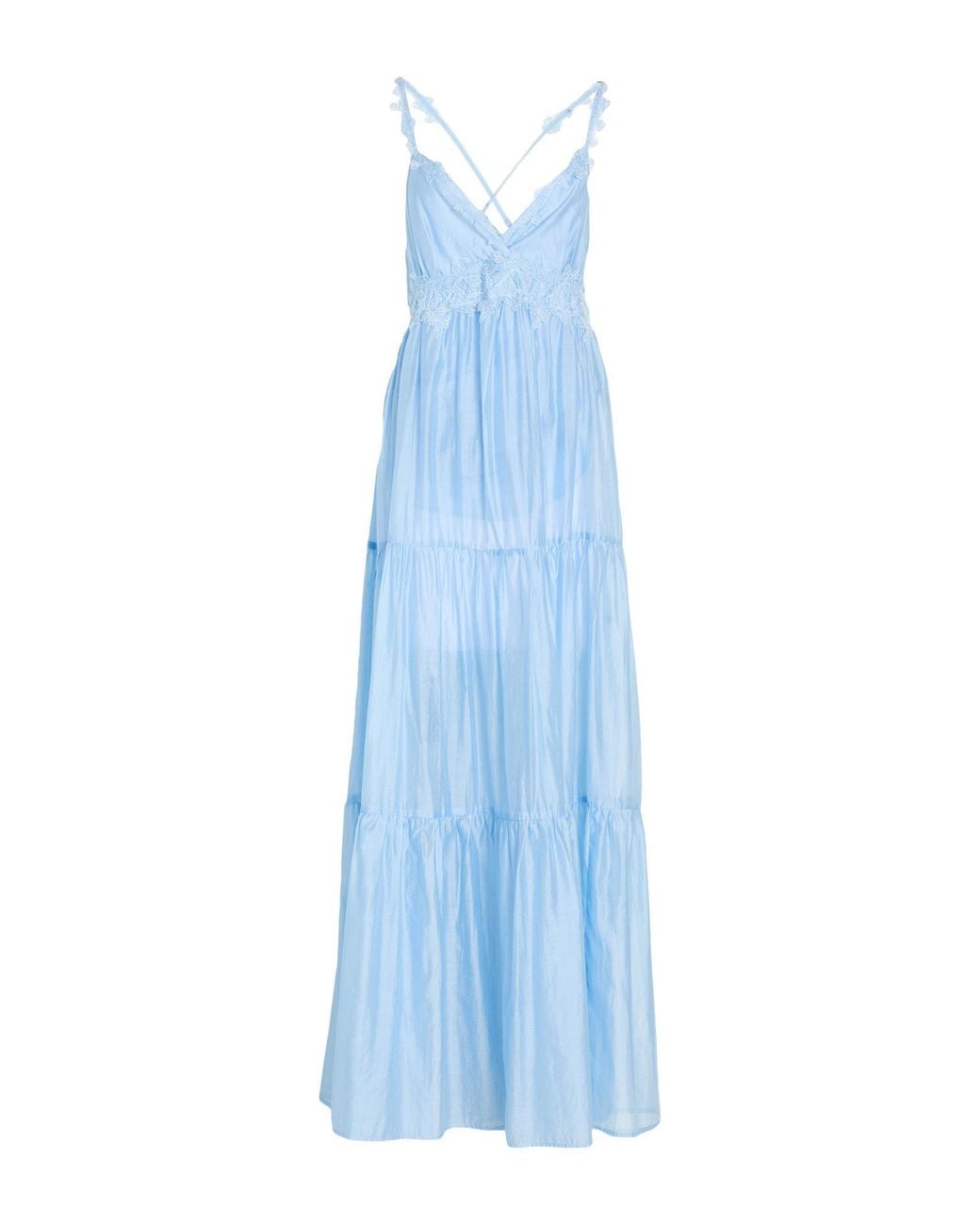 ERMANNO FIRENZE Blue Maxi Dress Lyocell, Polyester