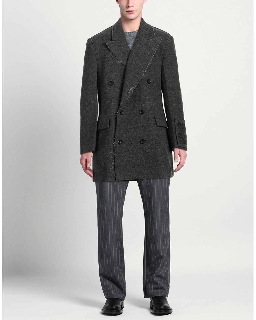 FEDERICO CINA Black Coat Wool for men