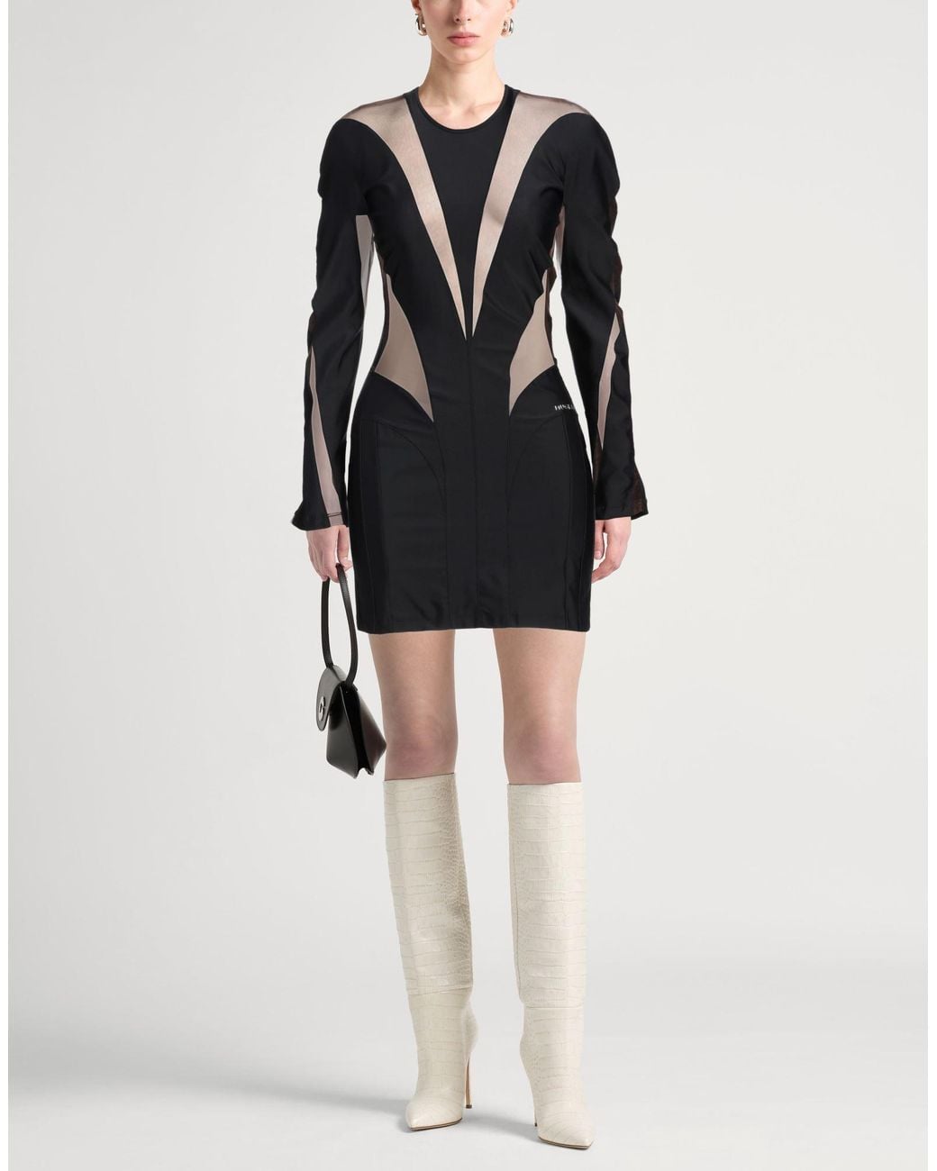 Mugler Black Mini Dress Polyamide, Elastane