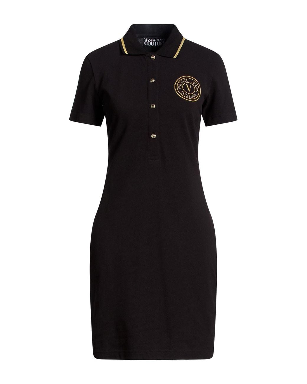 Versace Jeans Couture Black Mini Dress Cotton, Polyester, Elastane