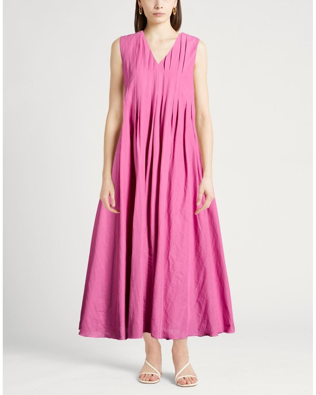 Max Mara Pink Maxi Dress Ramie, Cotton