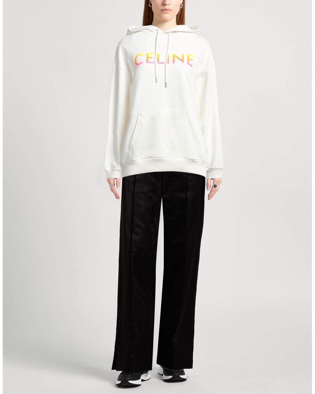 Céline White Sweatshirt Cotton, Elastane