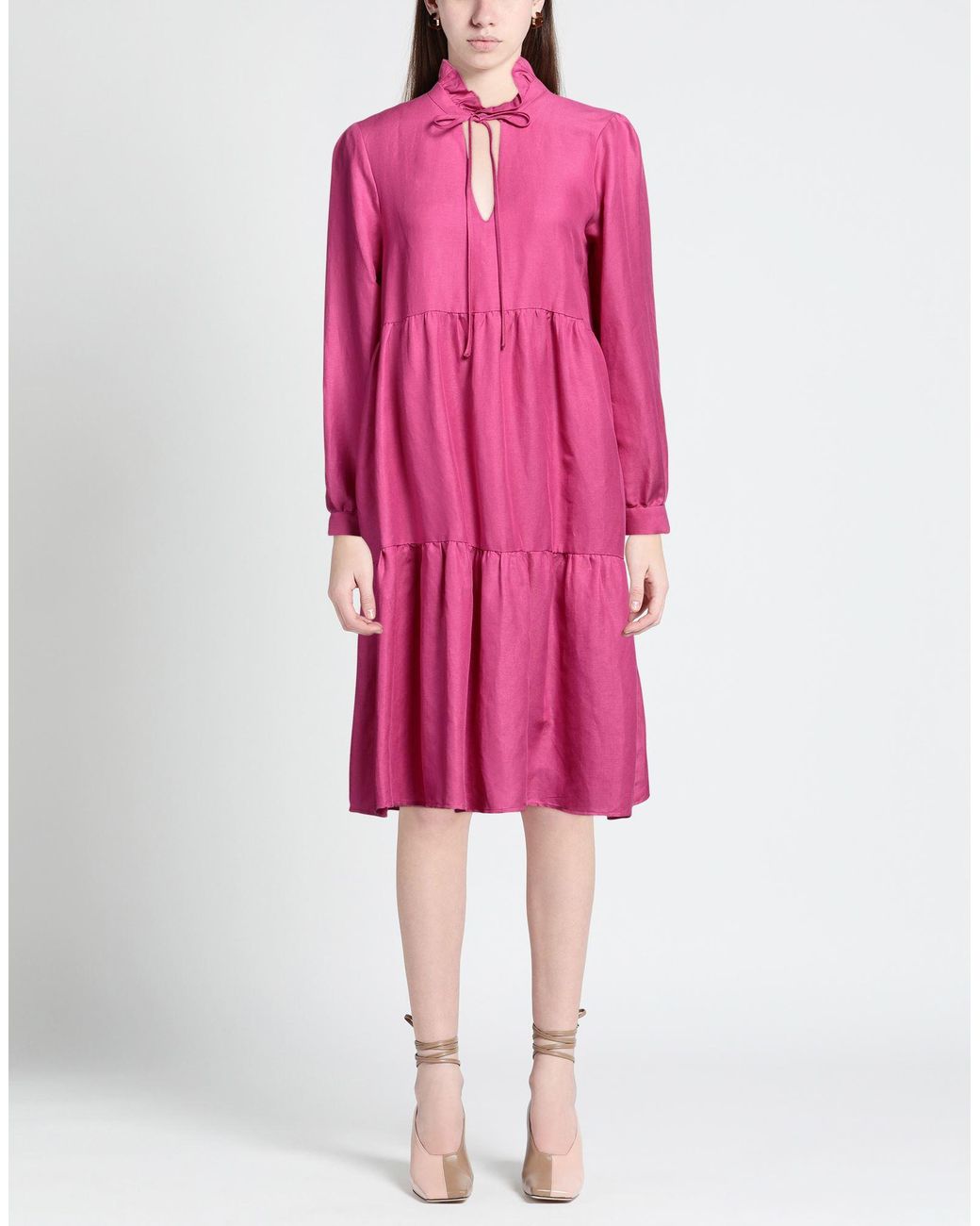 120% Lino Pink Midi Dress