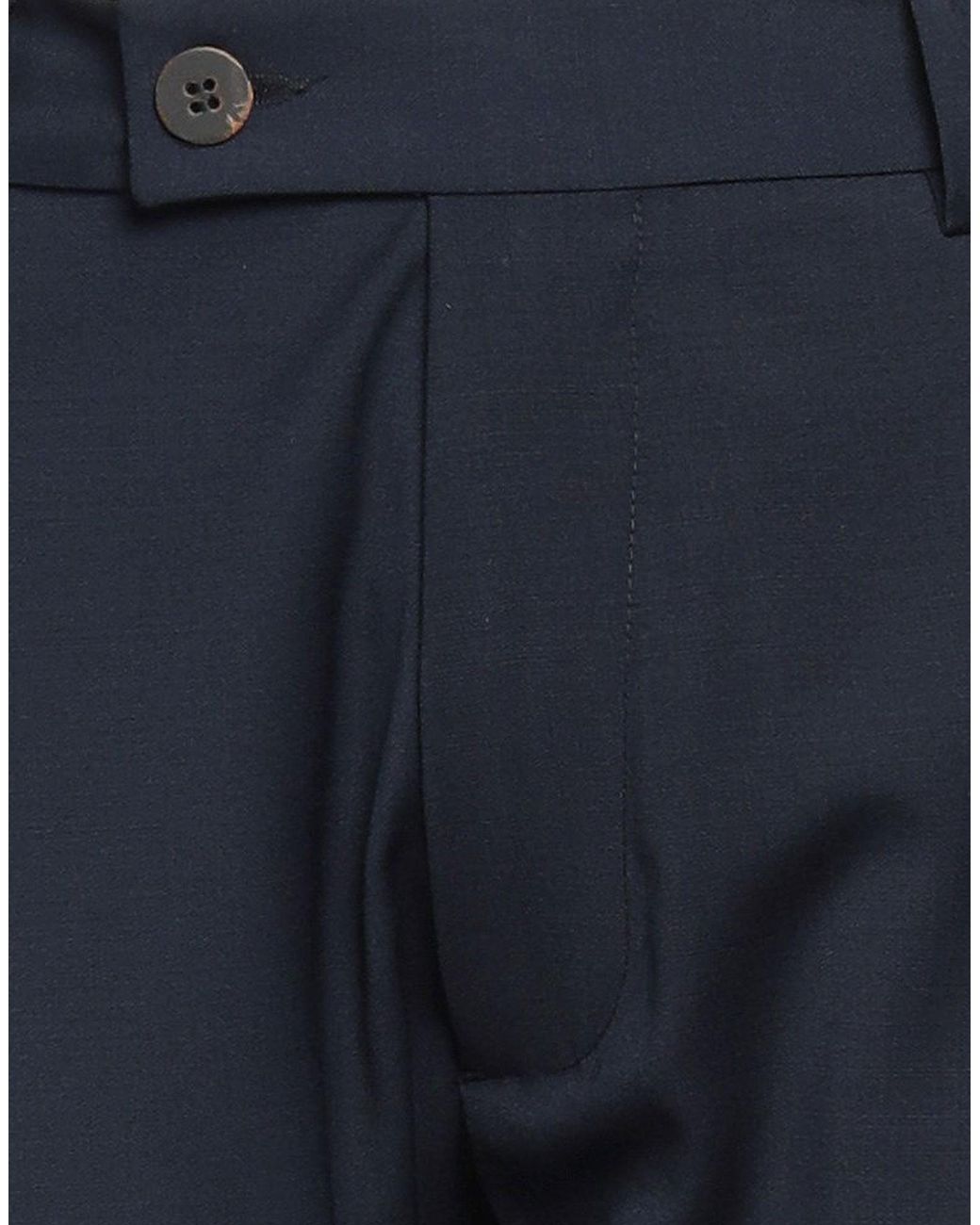 Messagerie Blue Pants Polyester, Wool, Elastane for men