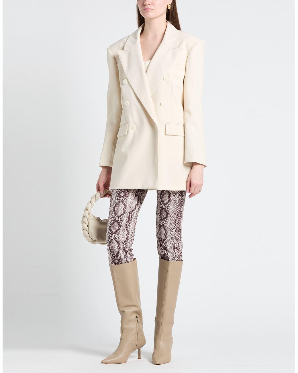 Sandro Natural Ivory Blazer Polyester, Viscose
