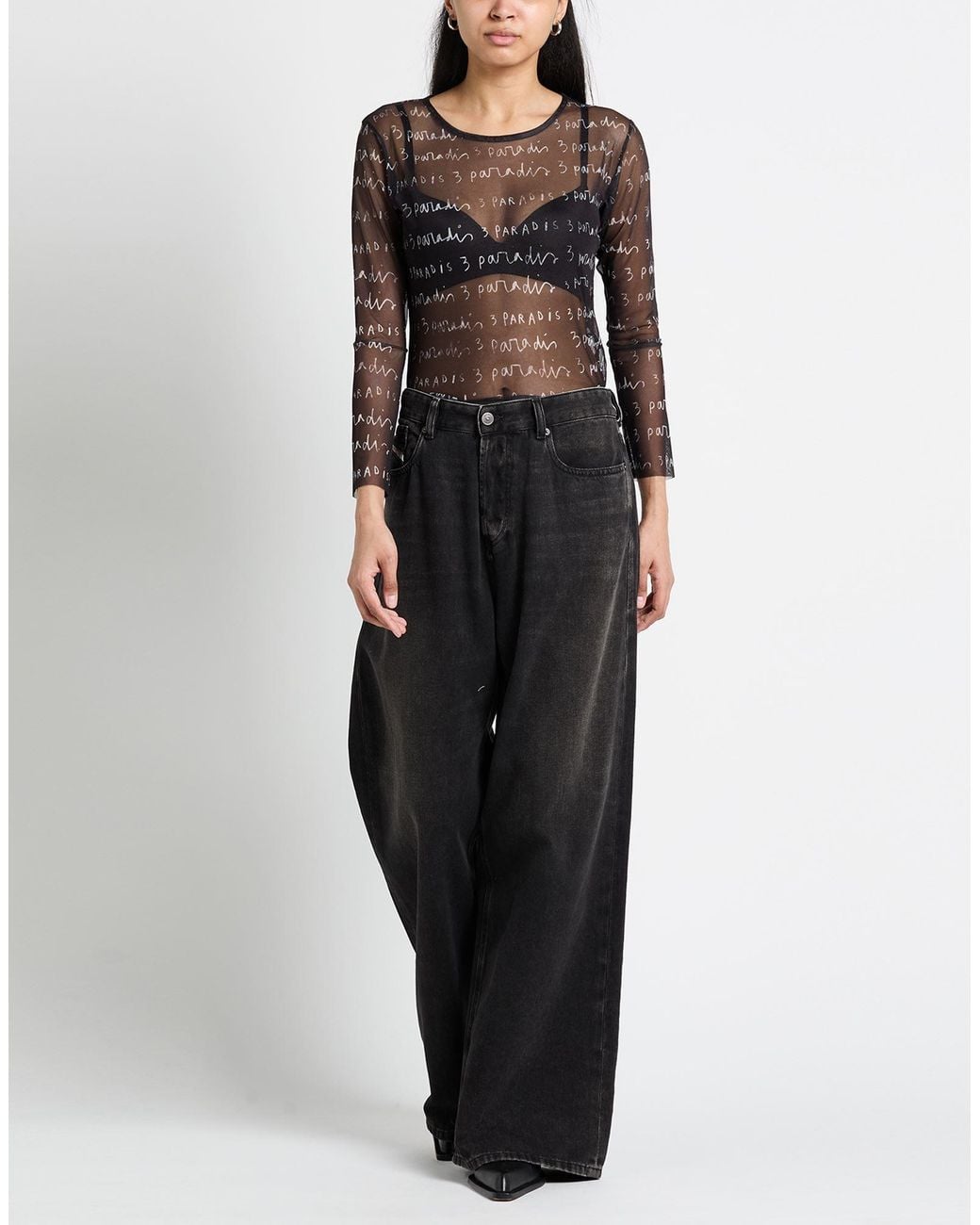 3.PARADIS Black T-Shirt Polyester, Elastane