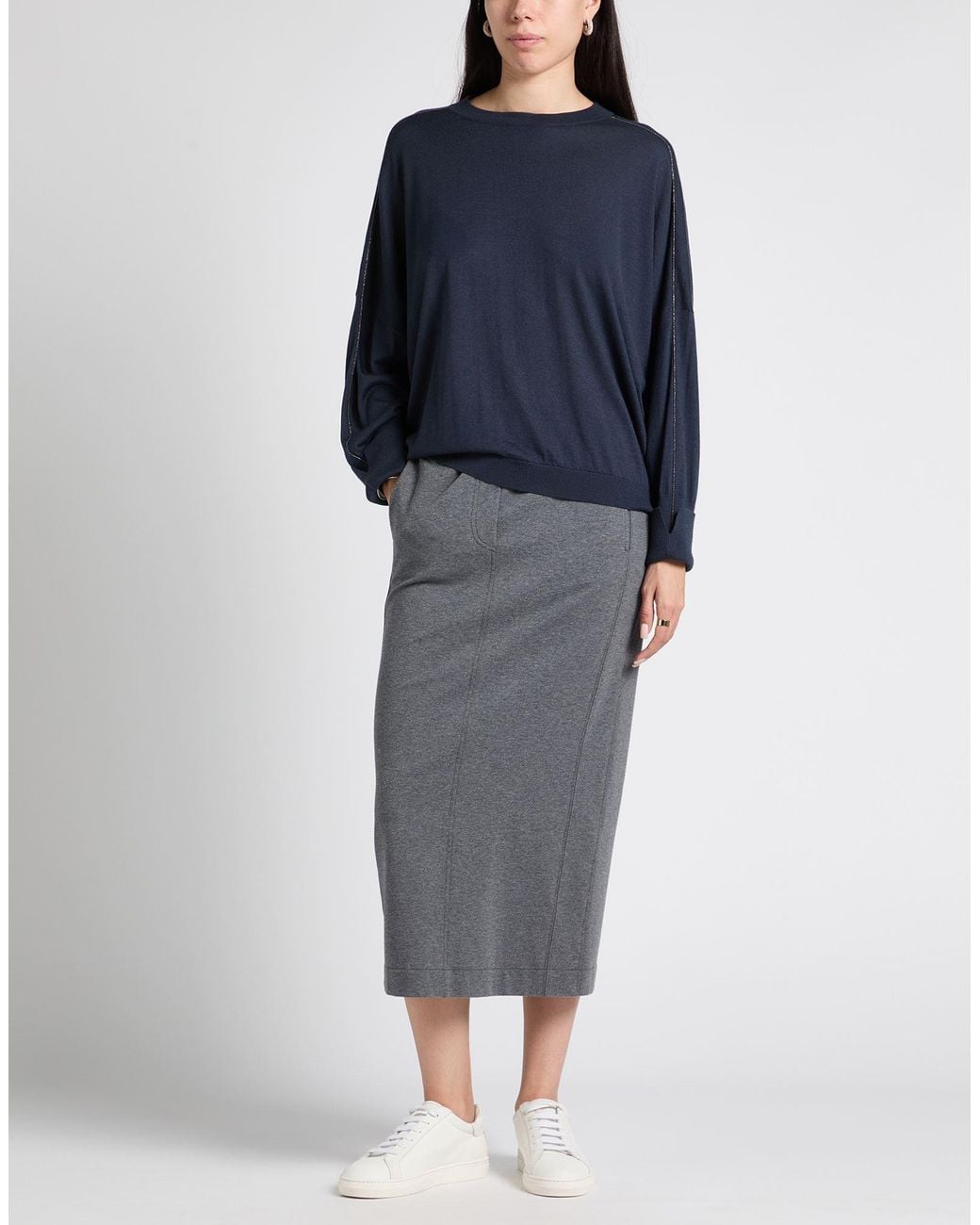 Brunello Cucinelli Blue Cashmere Sweater Cashmere, Silk, Ecobrass