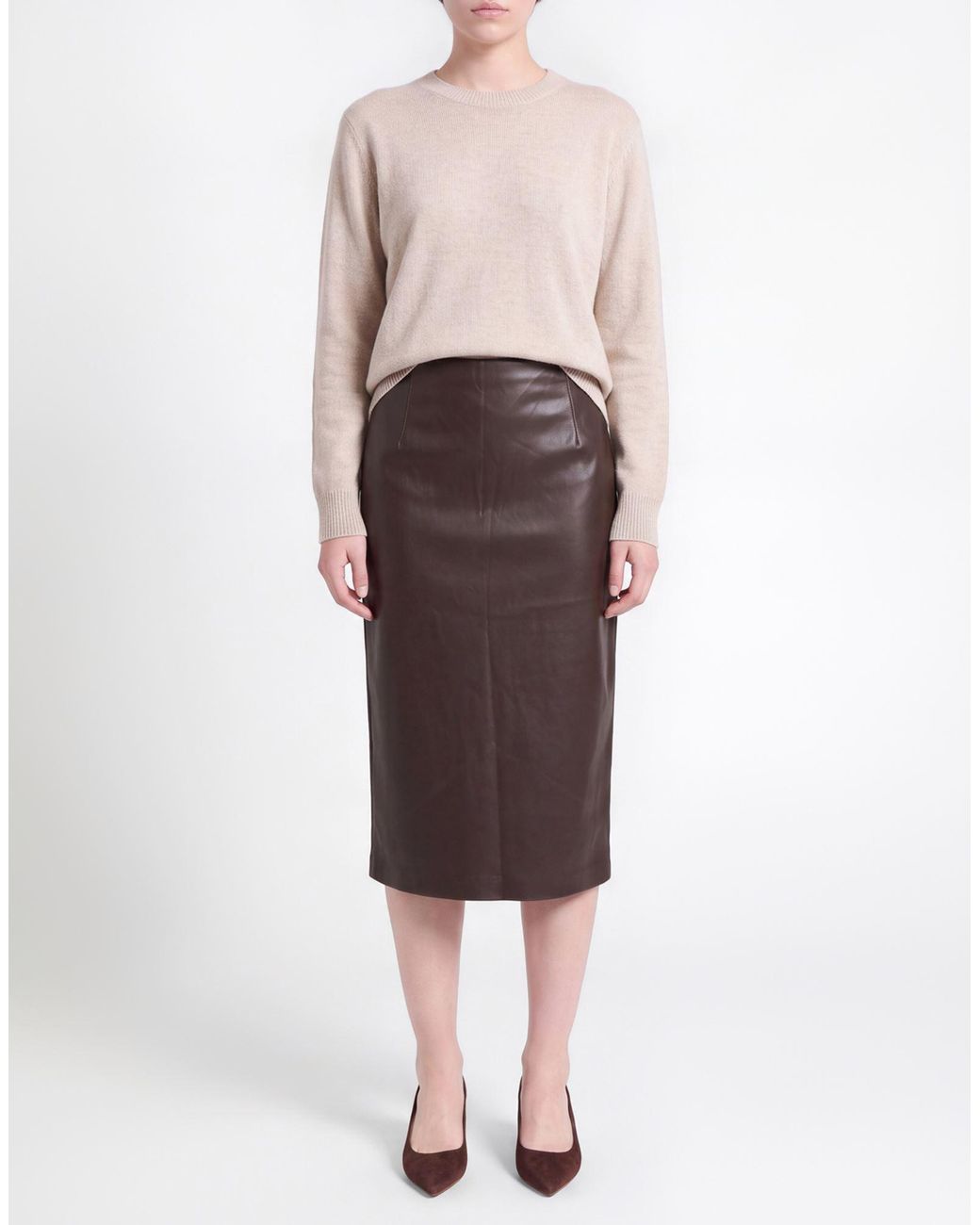Jucca Brown Midi Skirt Polyurethane