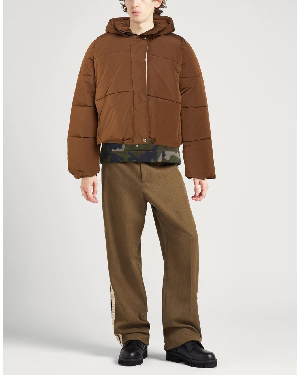 Rhude Brown Puffer Polyester, Polyurethane for men