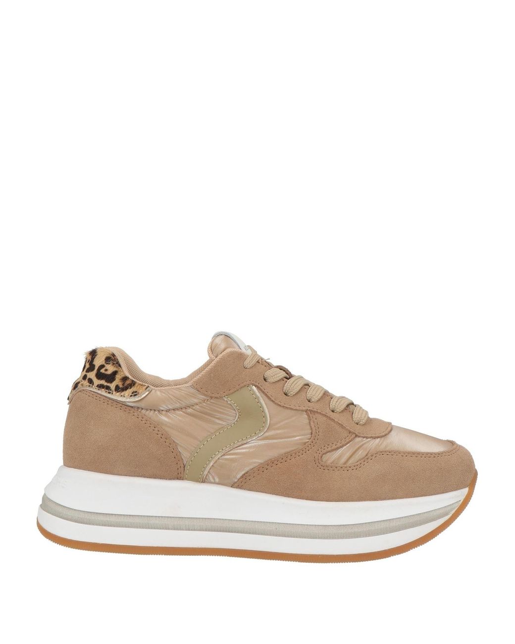 Voile Blanche Natural Camel Sneakers Leather, Textile Fibers