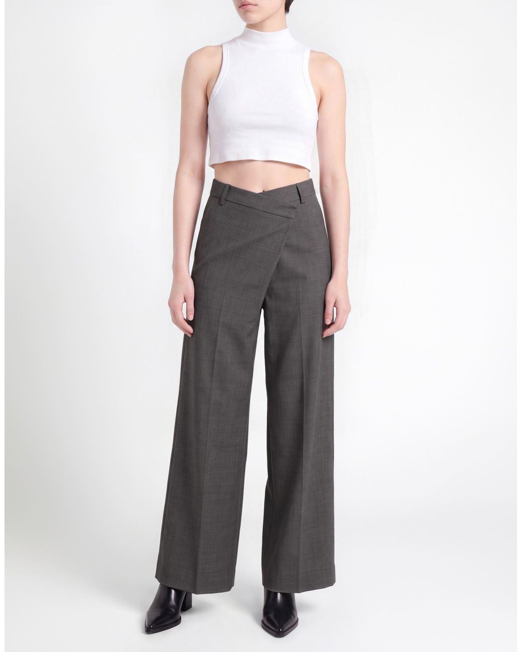 White Sand Gray Pants Wool, Polyester, Elastane