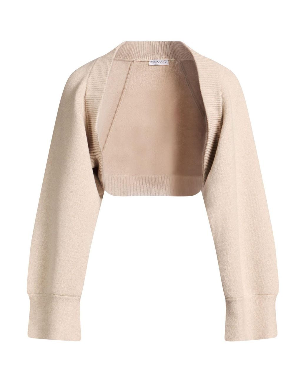 Brunello Cucinelli White Shrug Cashmere, Polyamide, Elastane