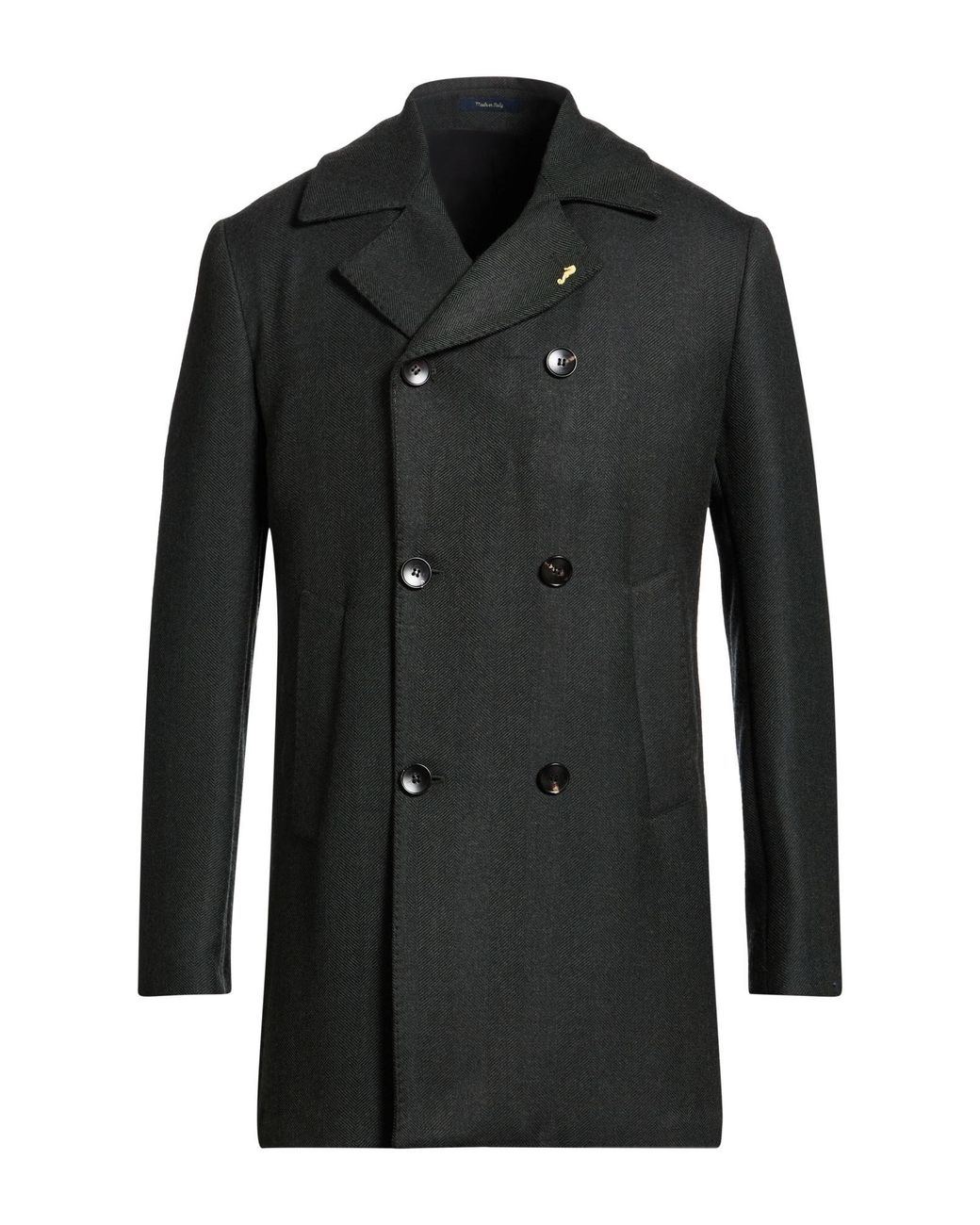 Guarinucci Black Dark Coat Polyester, Wool for men