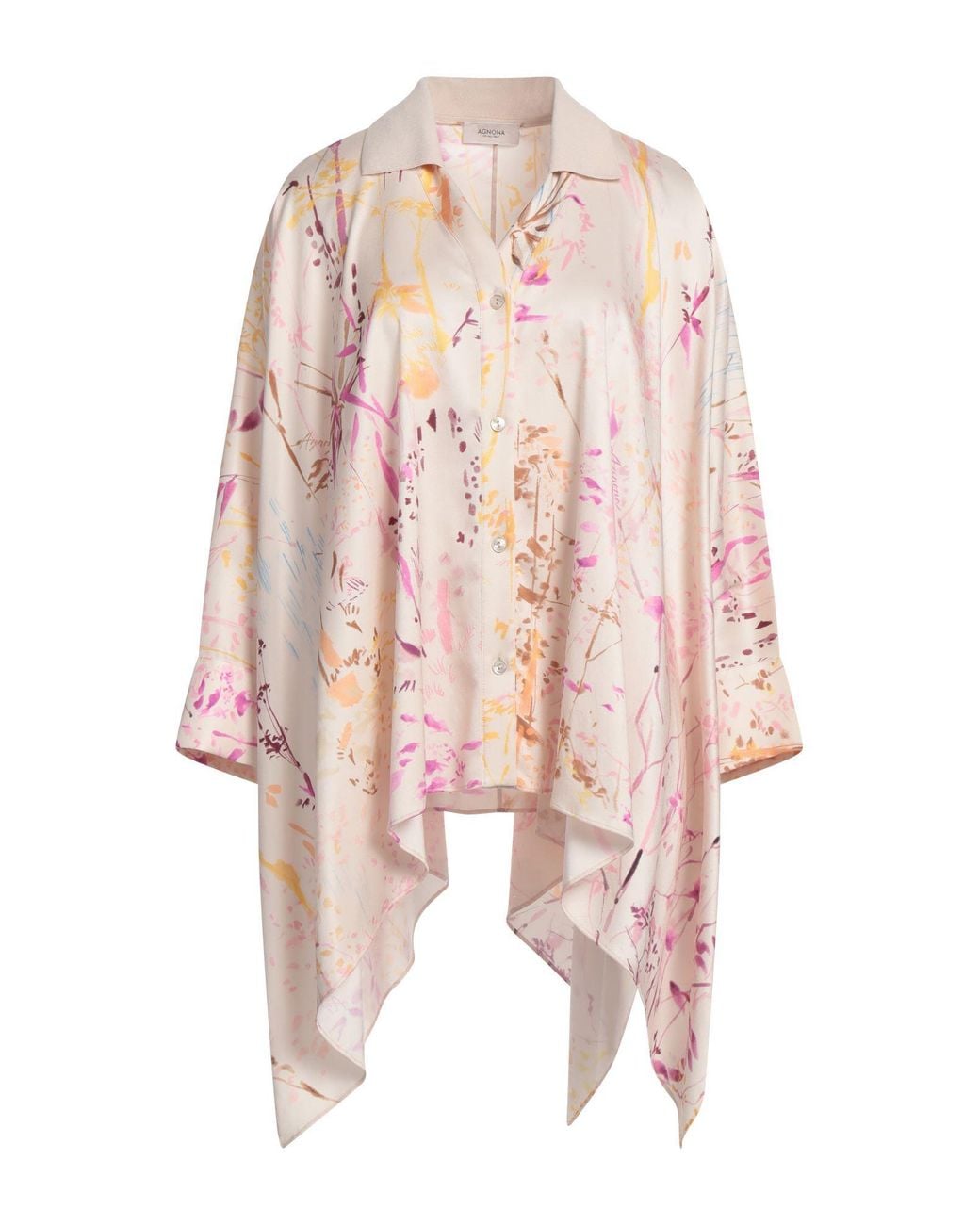Agnona Pink Cream Shirt Silk, Elastane