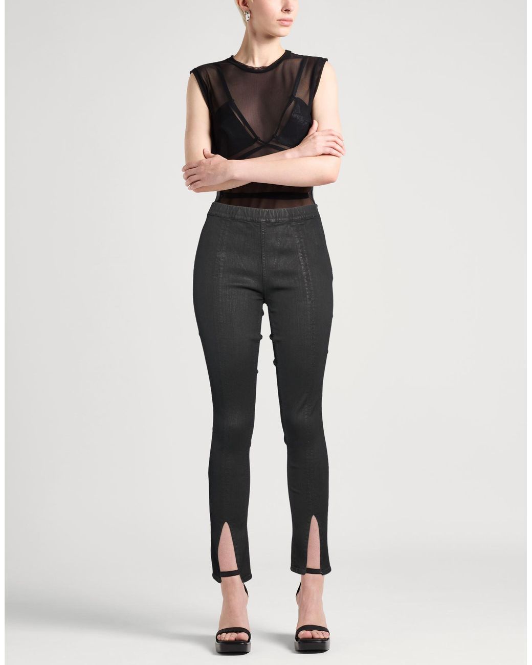 Rick Owens Gray Jeans Cotton, Elastomultiester, Rubber