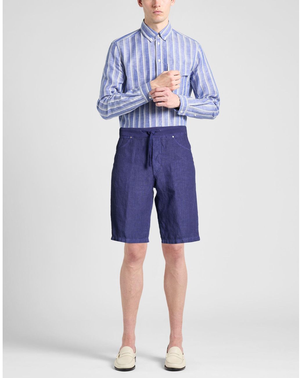 120% Lino Blue Shorts & Bermuda Shorts Linen for men
