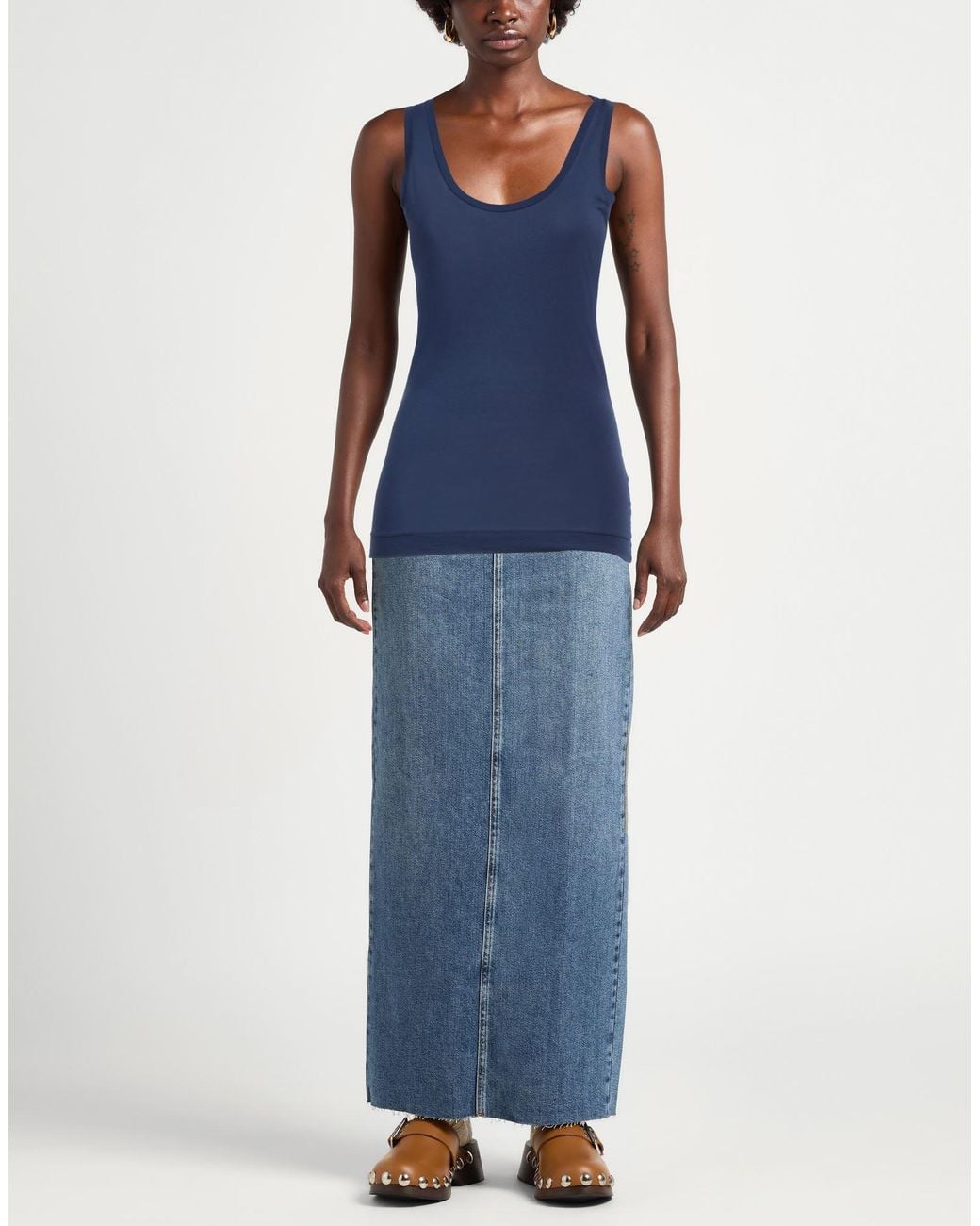 Rossopuro Blue Tank Top Modal, Polyamide