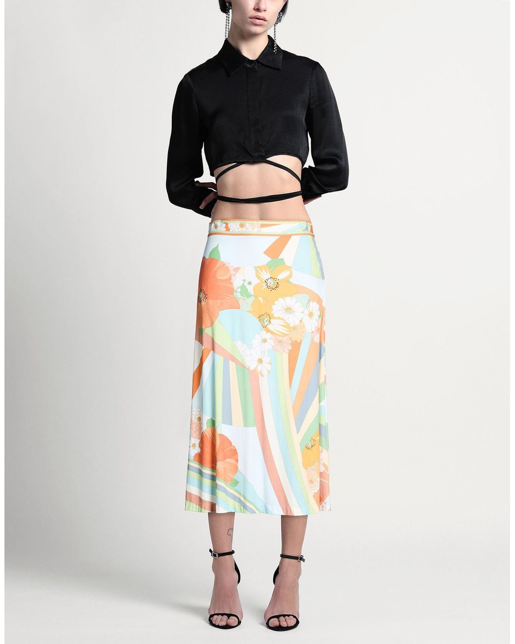 LEONARD Paris White Midi Skirt