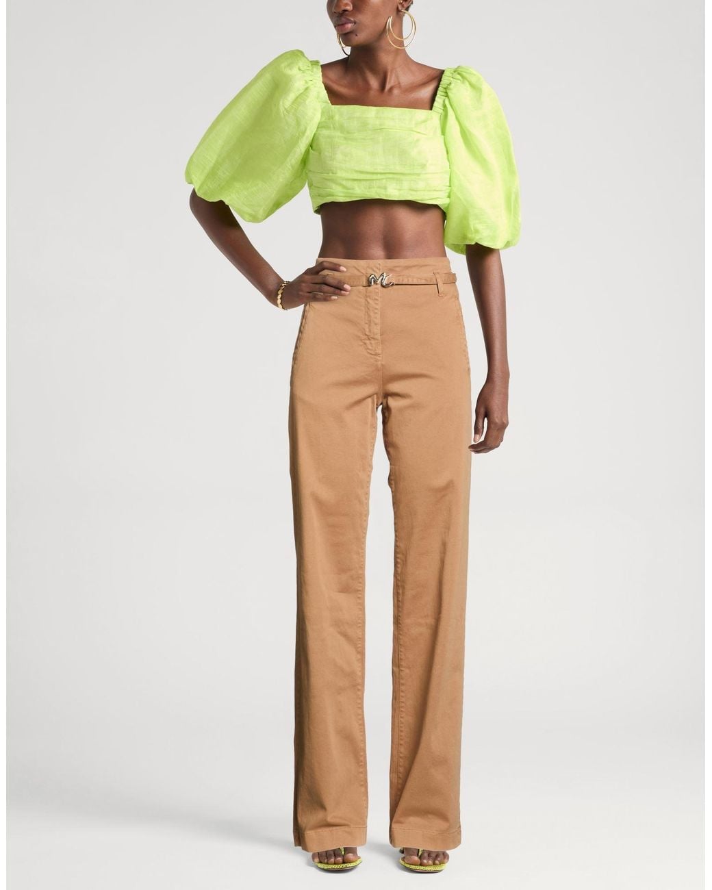 Manila Grace Natural Camel Pants Cotton, Elastane