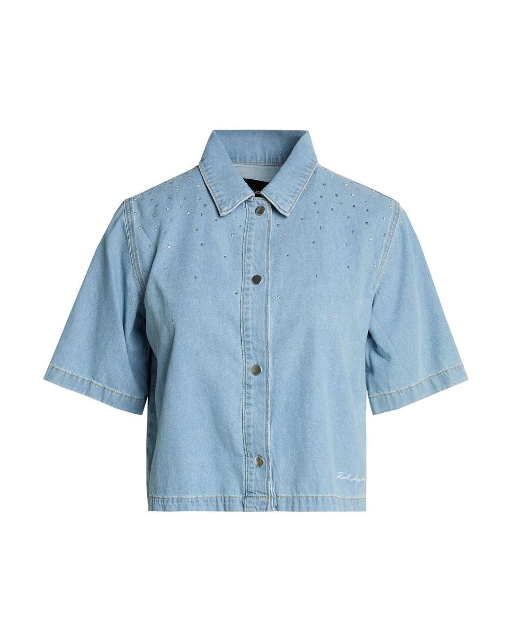 Karl Lagerfeld Blue Denim Shirt Cotton
