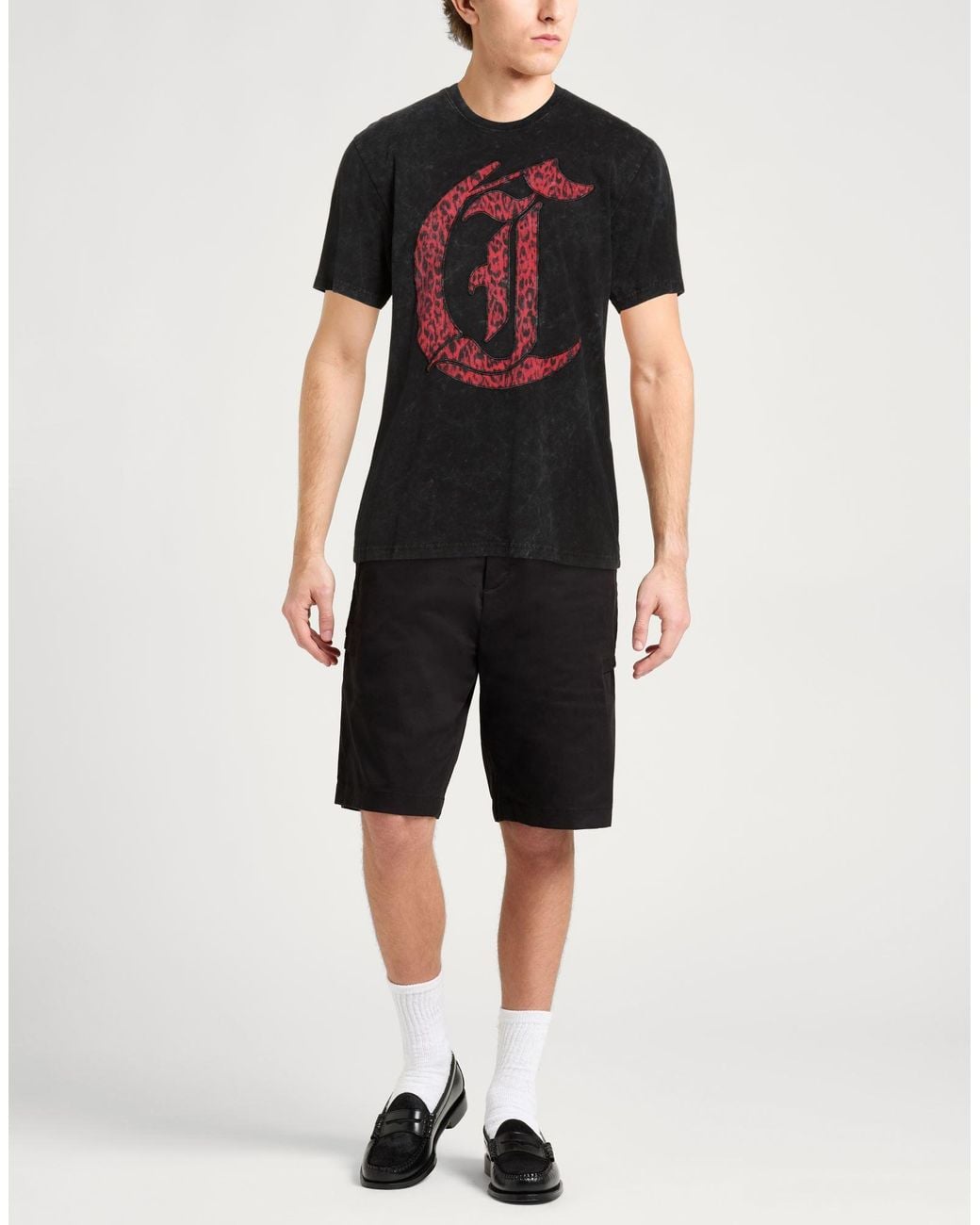 Just Cavalli Black Charcoal T-Shirt Cotton for men