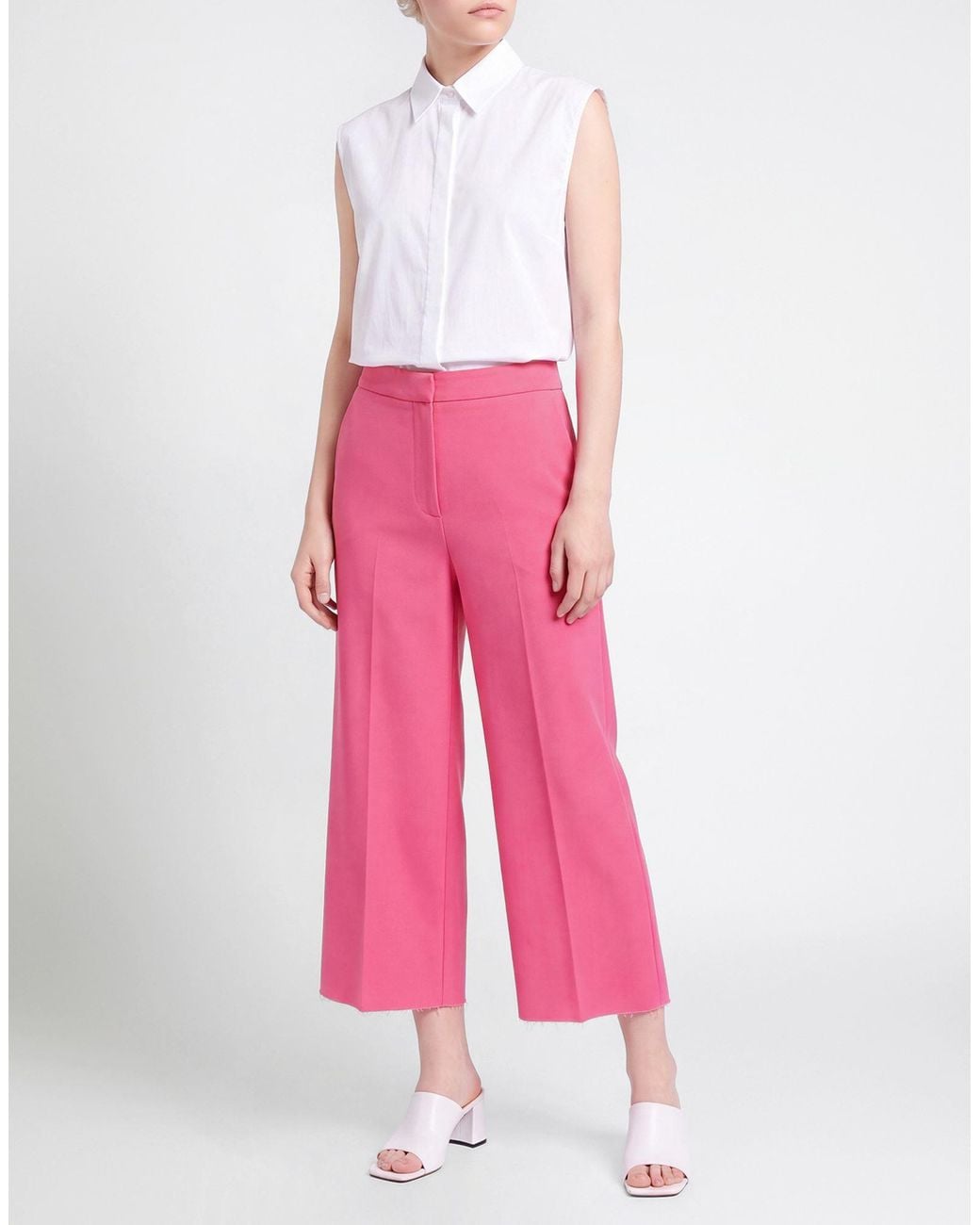 MSGM Pink Fuchsia Pants Polyester, Viscose, Elastane