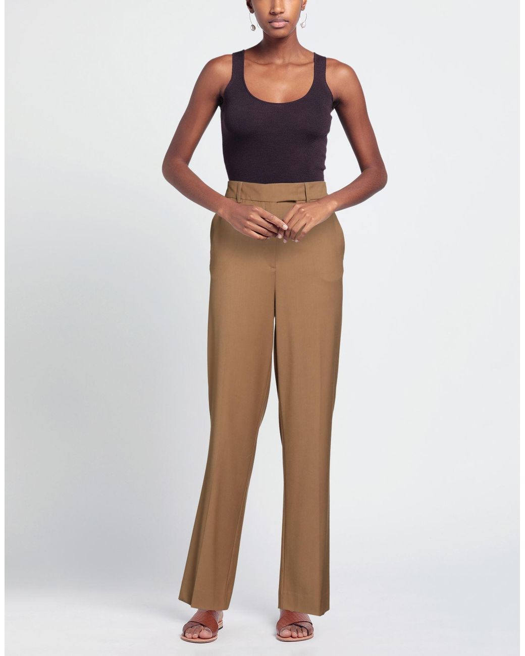HOD Brown Camel Pants Polyester, Viscose, Elastane