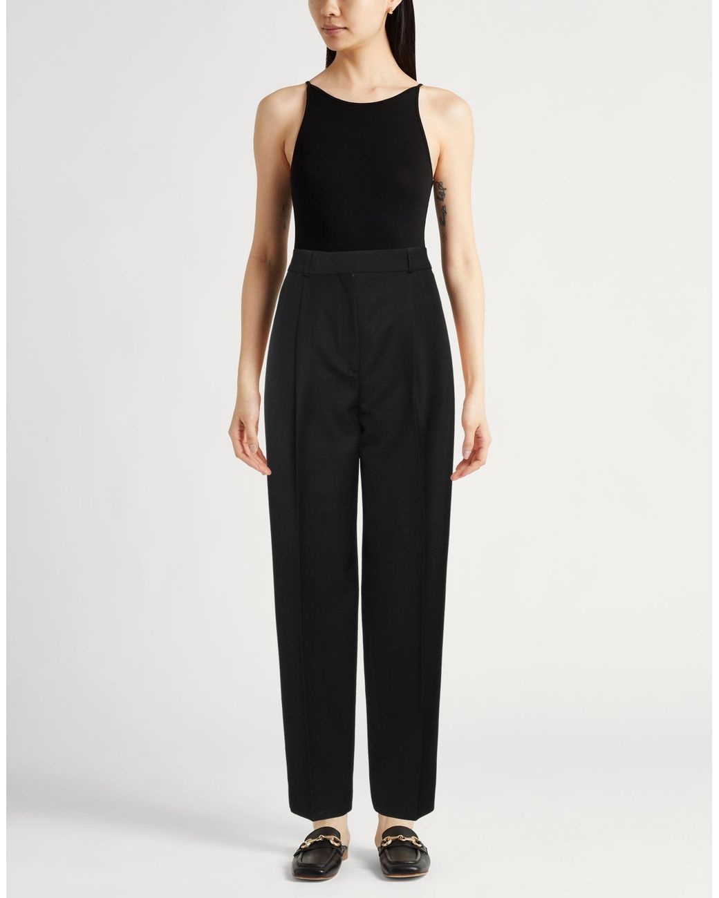 Totême  Black Pants Recycled Polyester, Wool