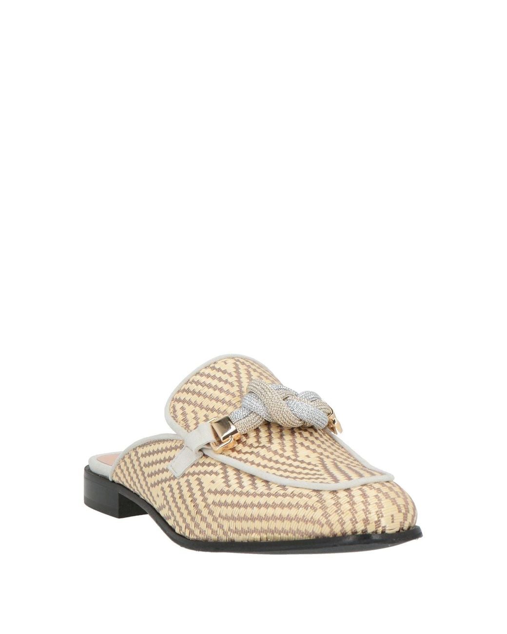 Pollini White Mules & Clogs Natural Raffia, Leather