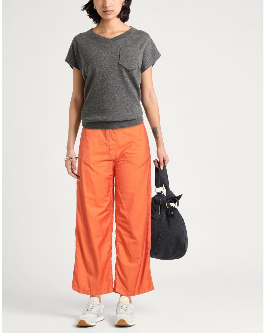 White Sand Orange Pants Cotton, Silk