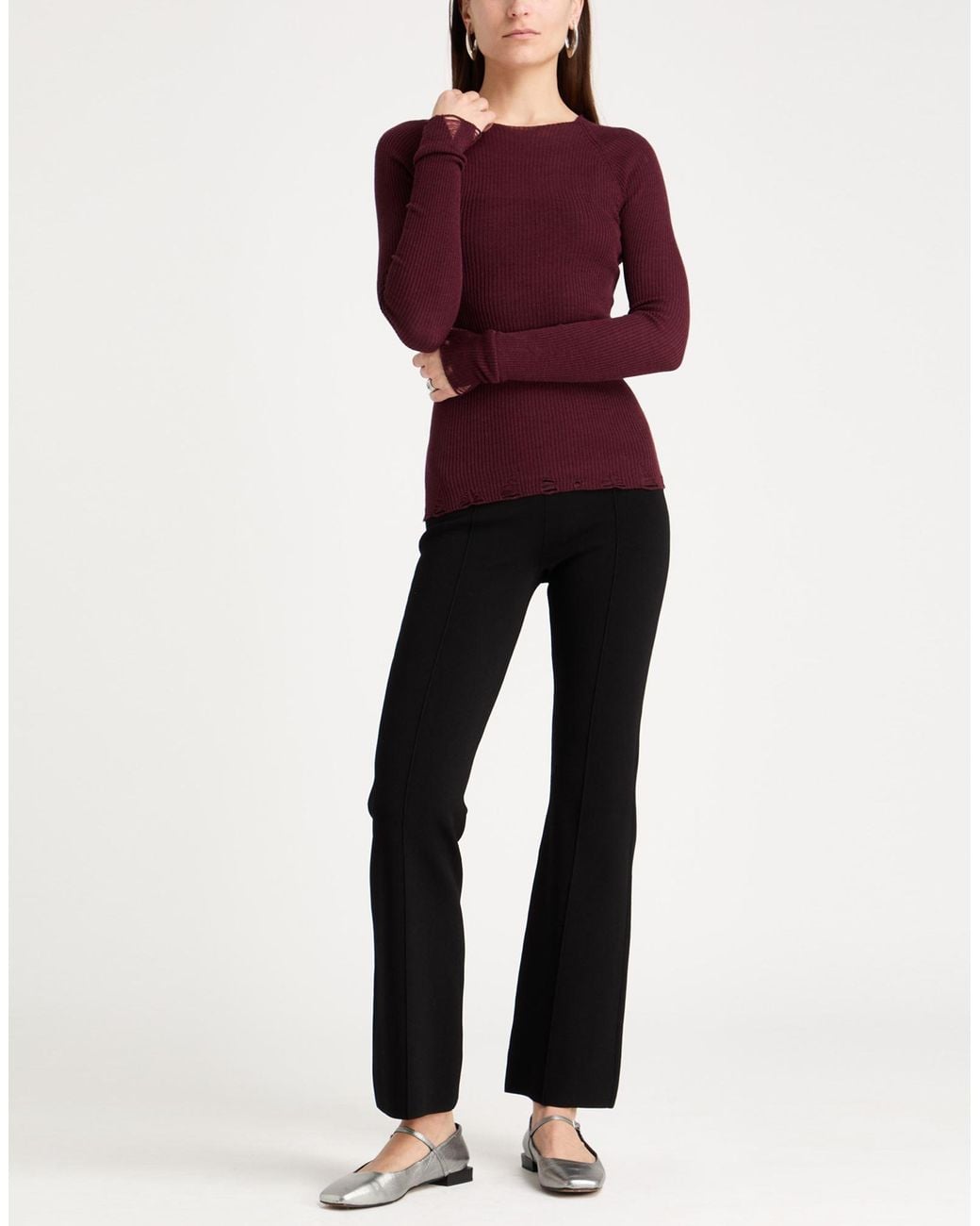 Laneus Purple Burgundy Sweater Merino Wool