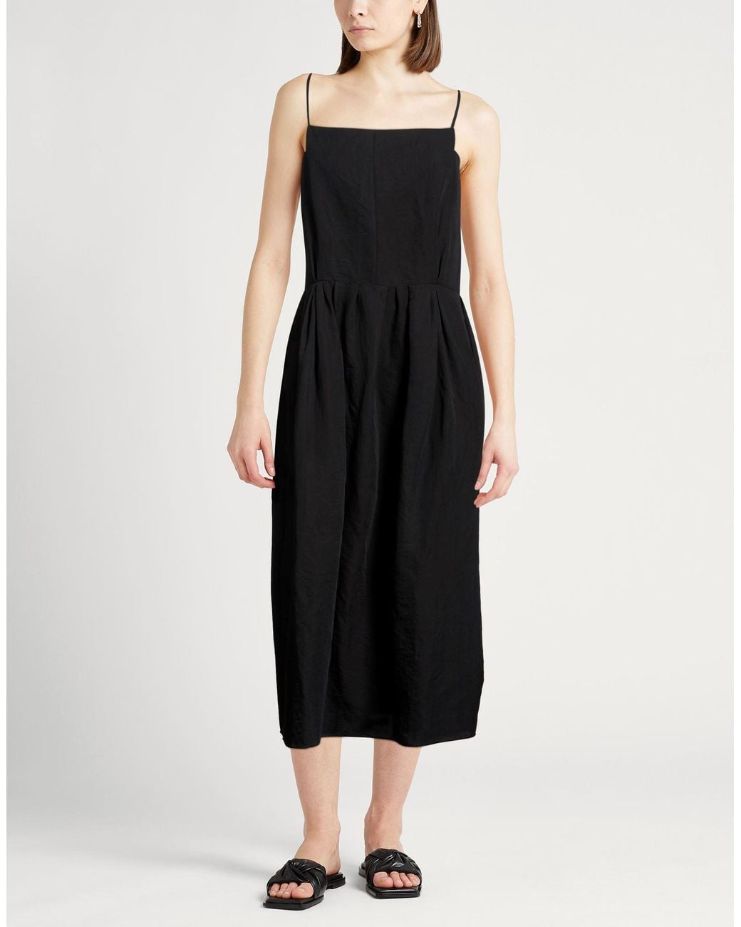 Khaite Black Midi Dress Silk, Cotton