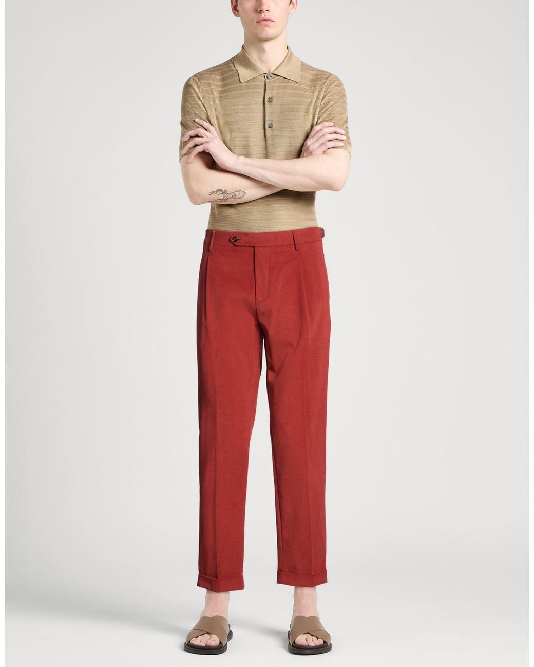 Berwich Red Pants Cotton, Elastane for men