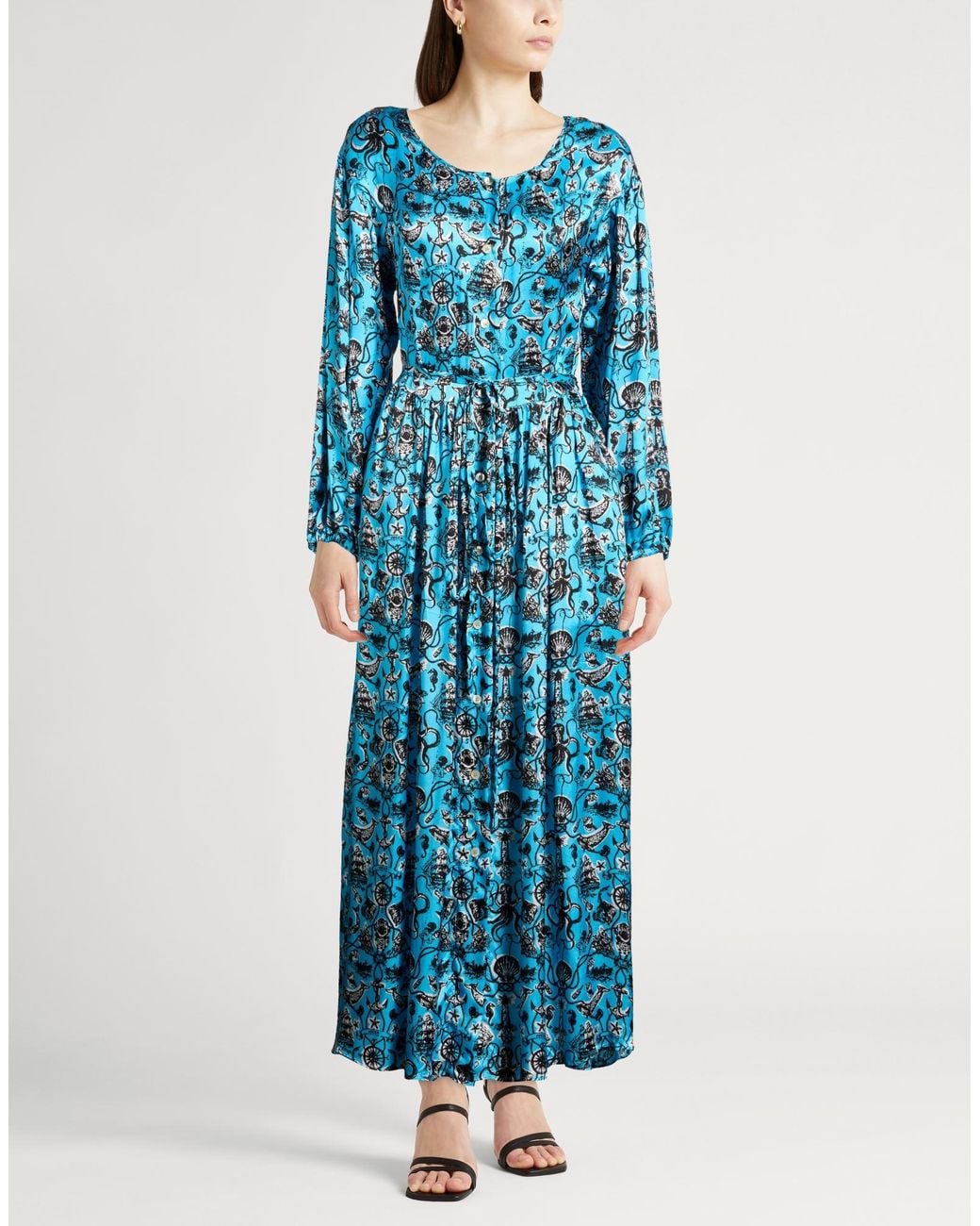 Jucca Blue Azure Maxi Dress Viscose
