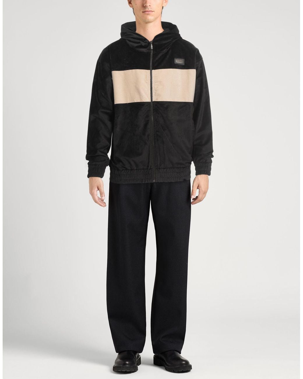 Gaelle Paris Black Sweatshirt Polyester, Cotton for men