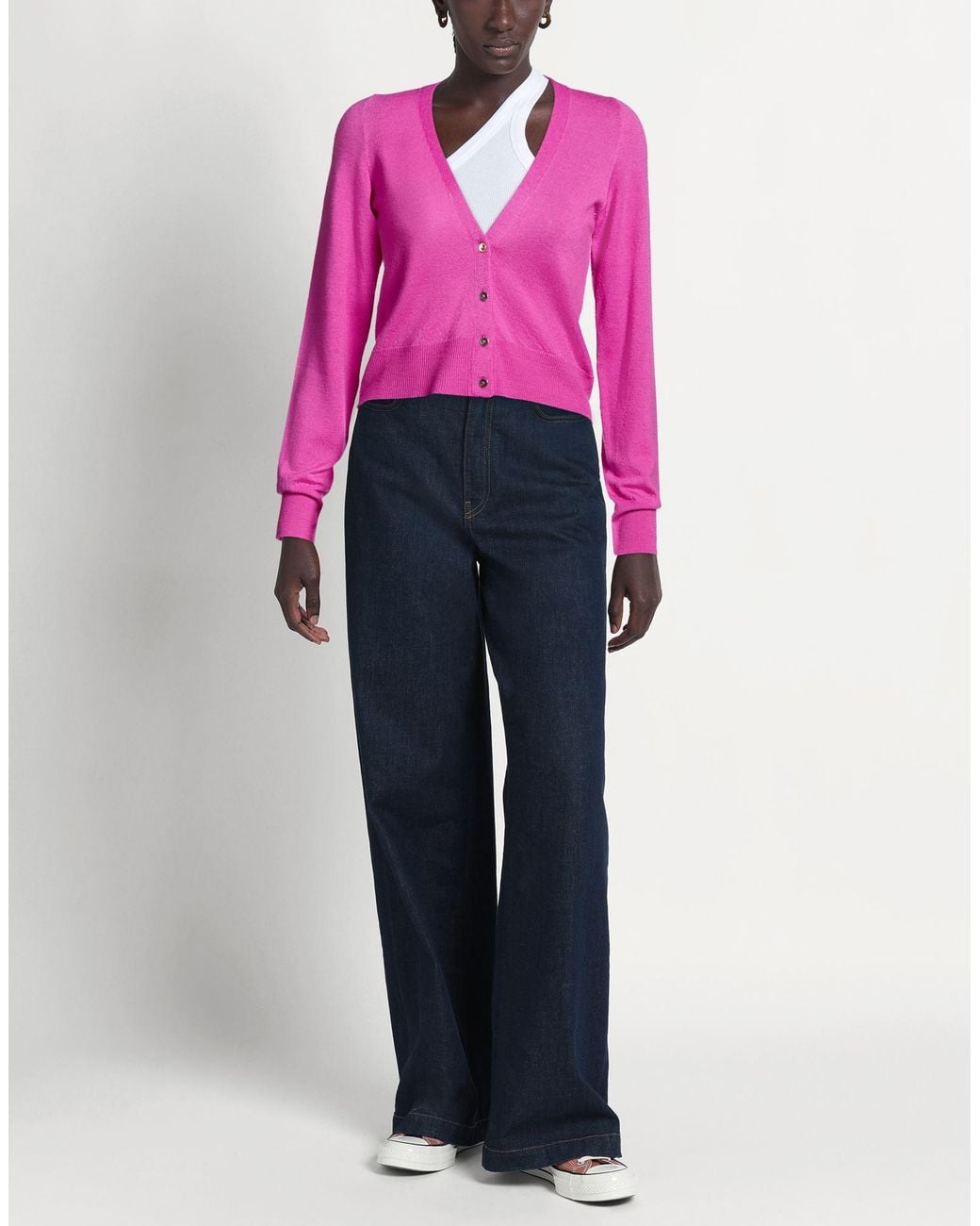 SIMONA CORSELLINI Pink Mauve Cardigan Virgin Wool