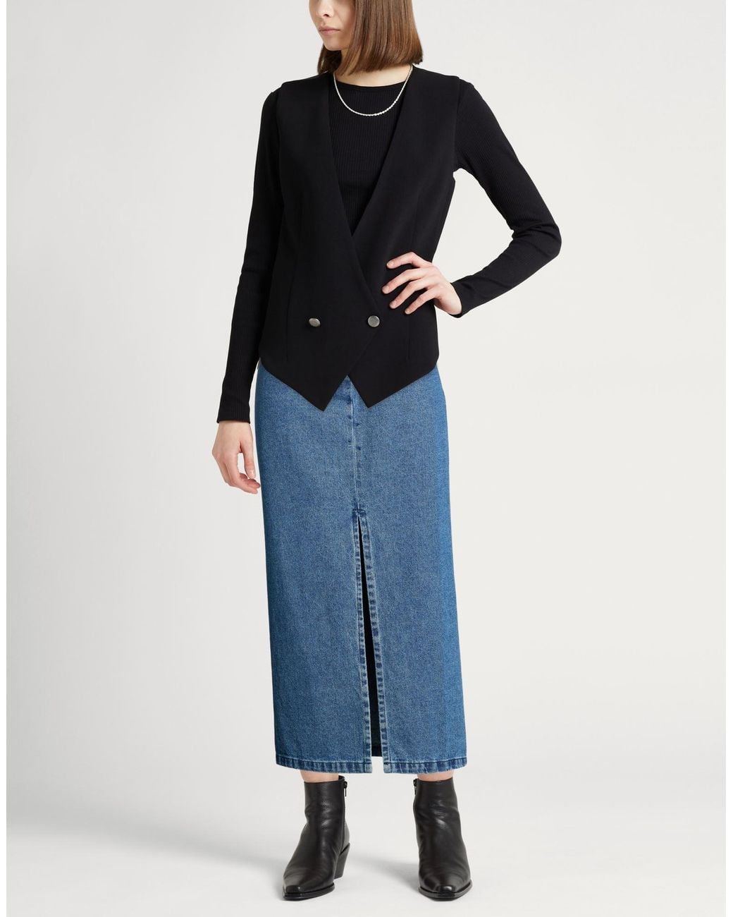 Alysi Blue Crème Denim Skirt Cotton