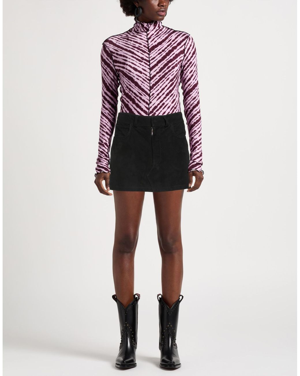 DFOUR® Black Mini Skirt Leather