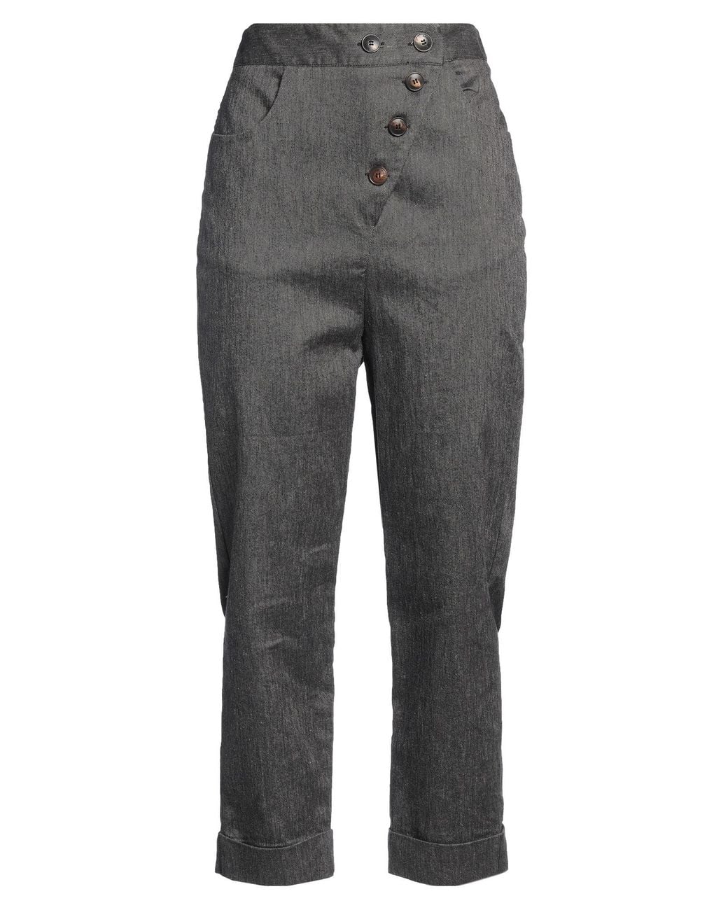 ALESSIA SANTI Gray Pants Linen, Polyester, Cotton