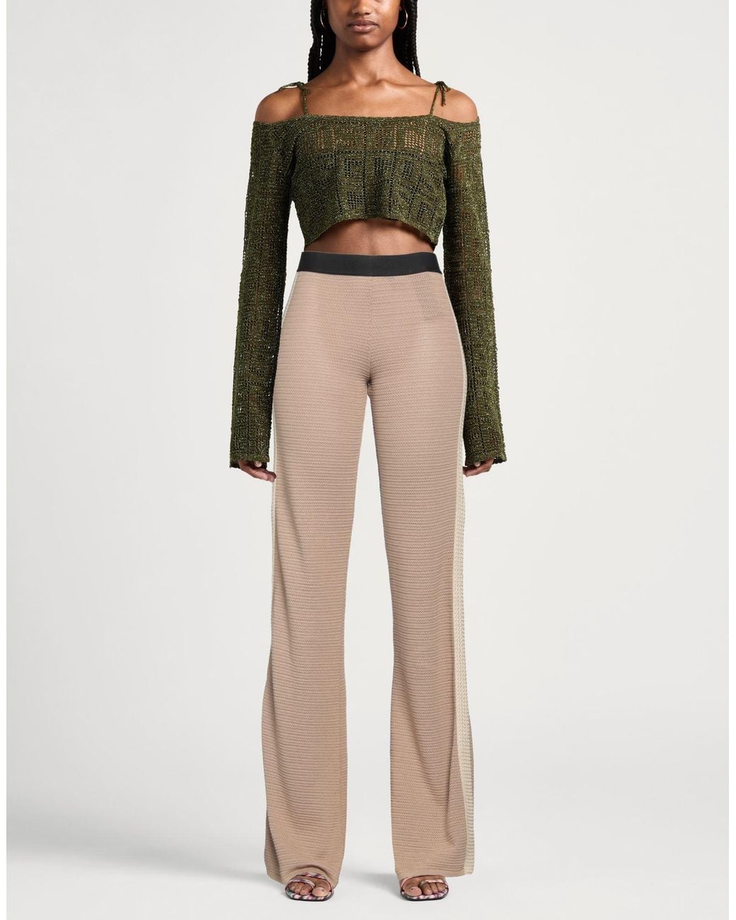 Palm Angels Natural Pants Cotton, Polyester, Polyamide, Elastane