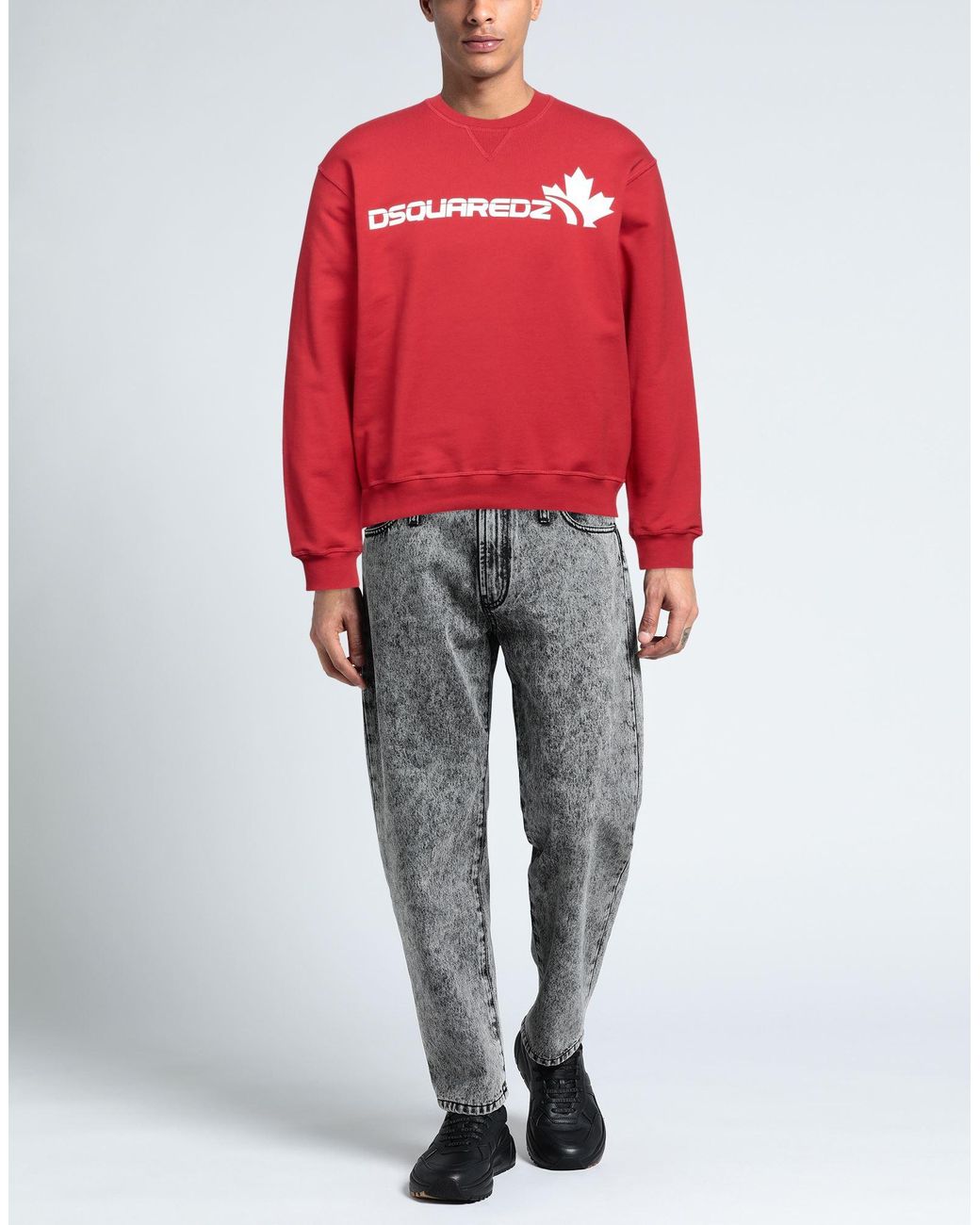 DSquared² Red Bold Maple Leaf Logo Sweatshirt for men
