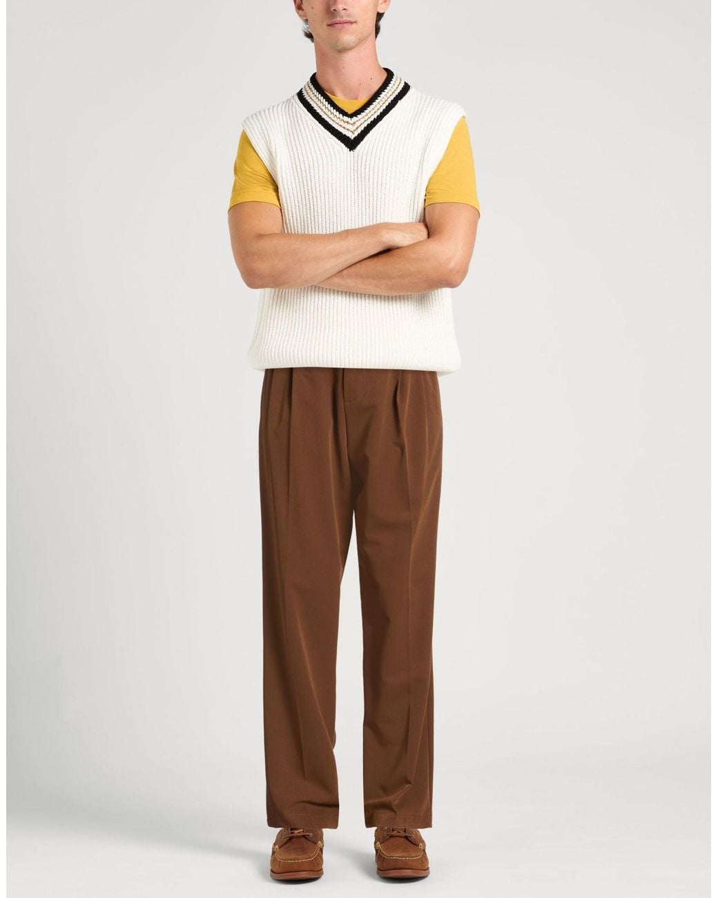 Imperial Brown Pants Polyester, Viscose, Elastane for men