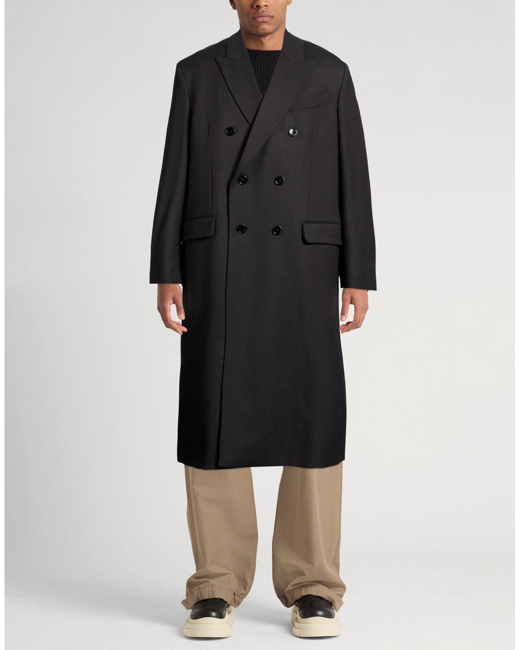AMI Black Coat Virgin Wool for men