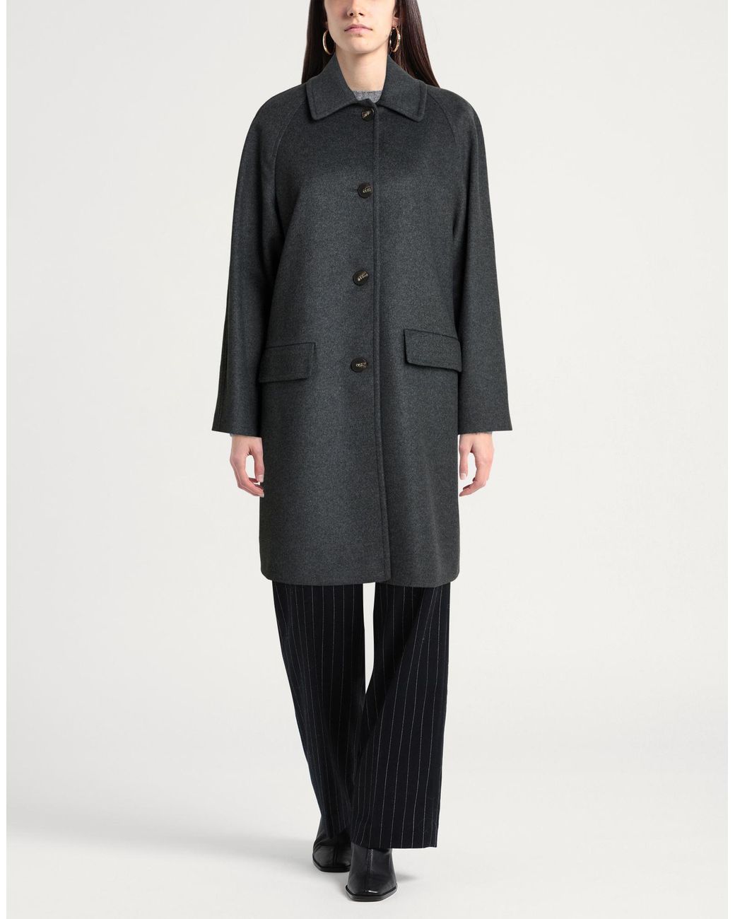 ANNIE PARIS Gray Coat Virgin Wool, Polyamide, Cashmere