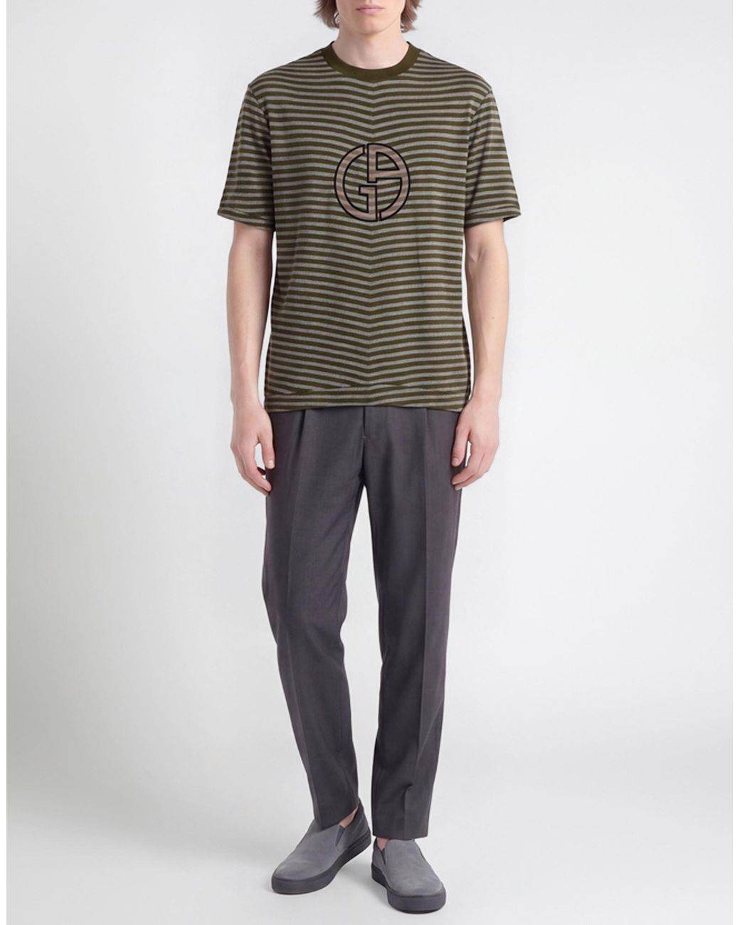 Giorgio Armani Green Military T-Shirt Viscose, Elastane for men