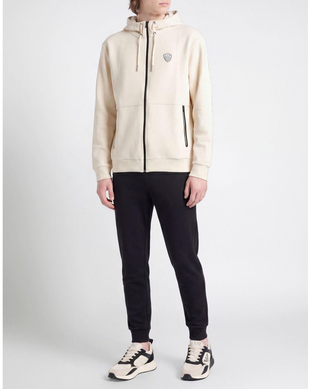 EA7 Natural Ivory Sweatshirt Polyester, Viscose, Elastane for men