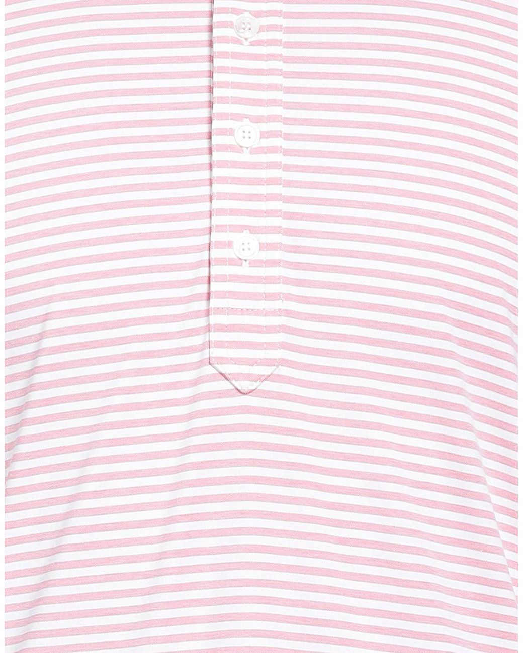 Fedeli Pink Striped Stretch Polo Shirt for men