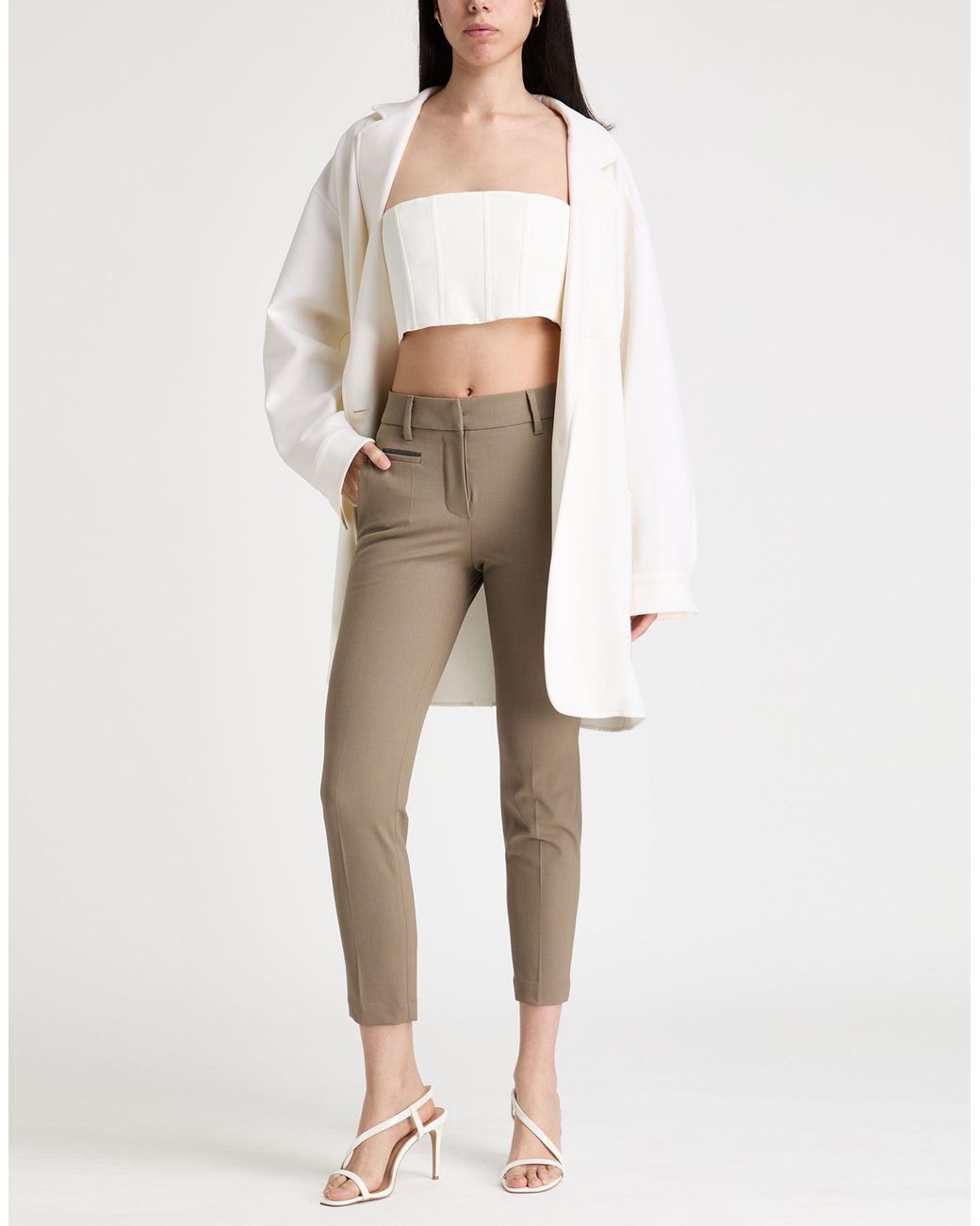 Brunello Cucinelli Natural Pants Virgin Wool, Polyamide, Elastane, Brass