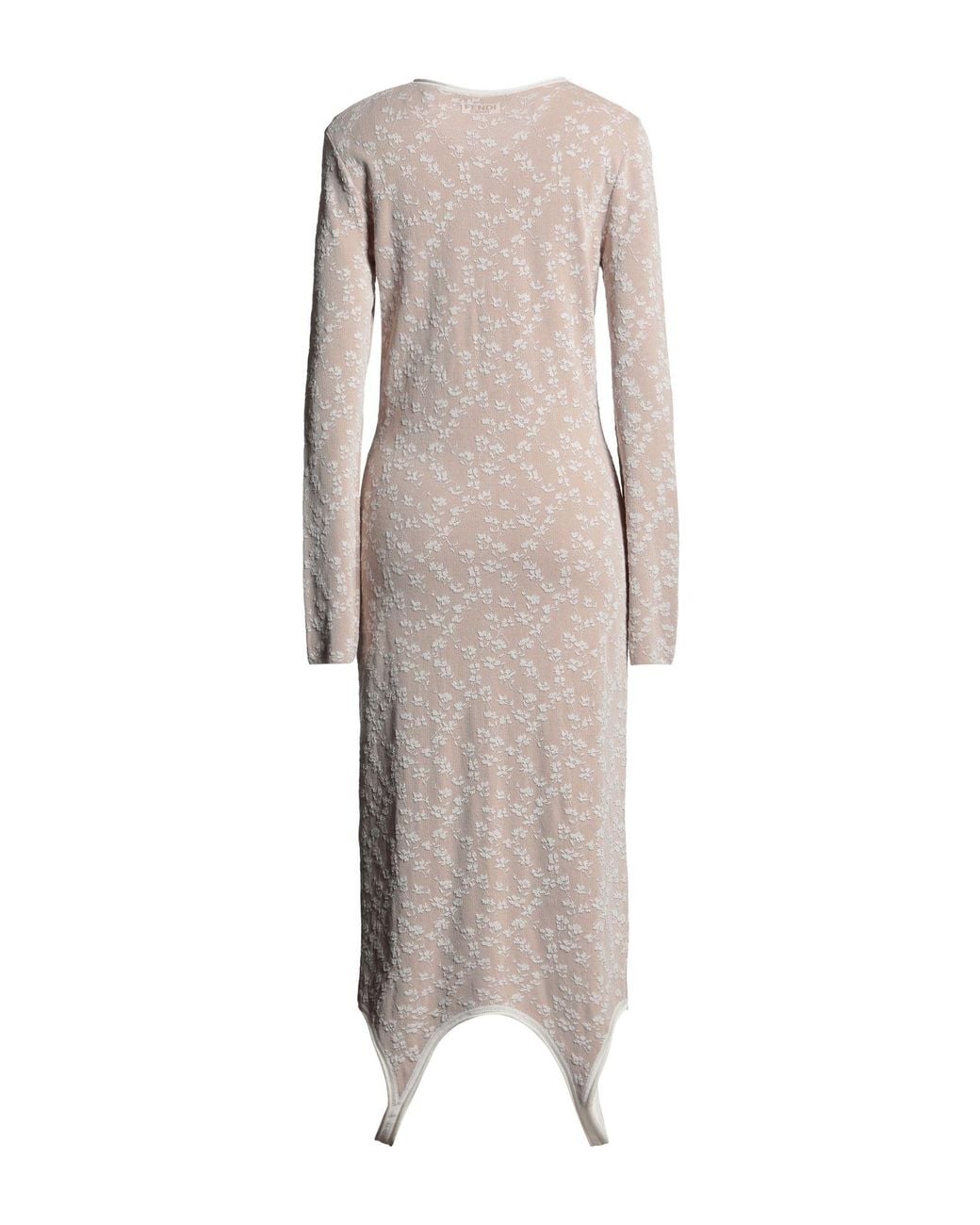 Fendi Natural Midi Dress Viscose, Cotton, Polyester, Polyamide